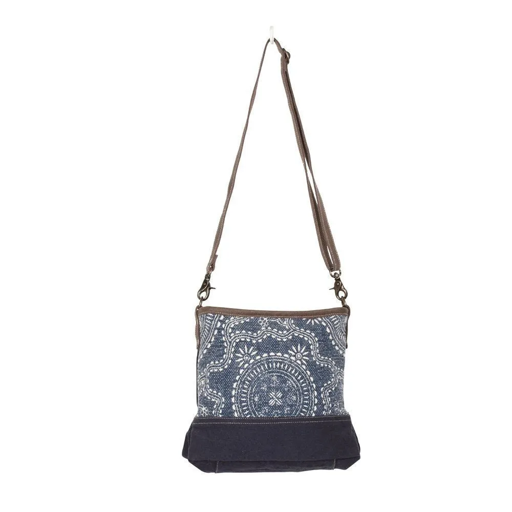 Navy Shores Canvas and Leather Shoulder Bag
