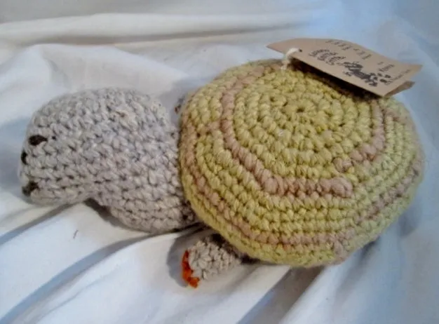 NEW NWT HANDMADE Wool Plush HAND KNIT TURTLE TORTOISE Stuffed Animal AFRICA Doll Toy
