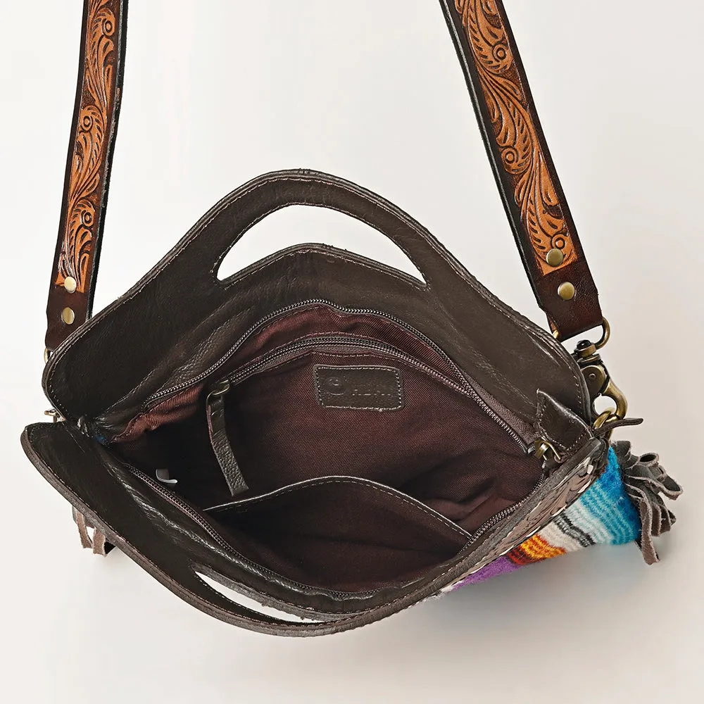 OHLAY HOBO Hand Tooled Upcycled Wool  Genuine Leather women bag western handbag purse
