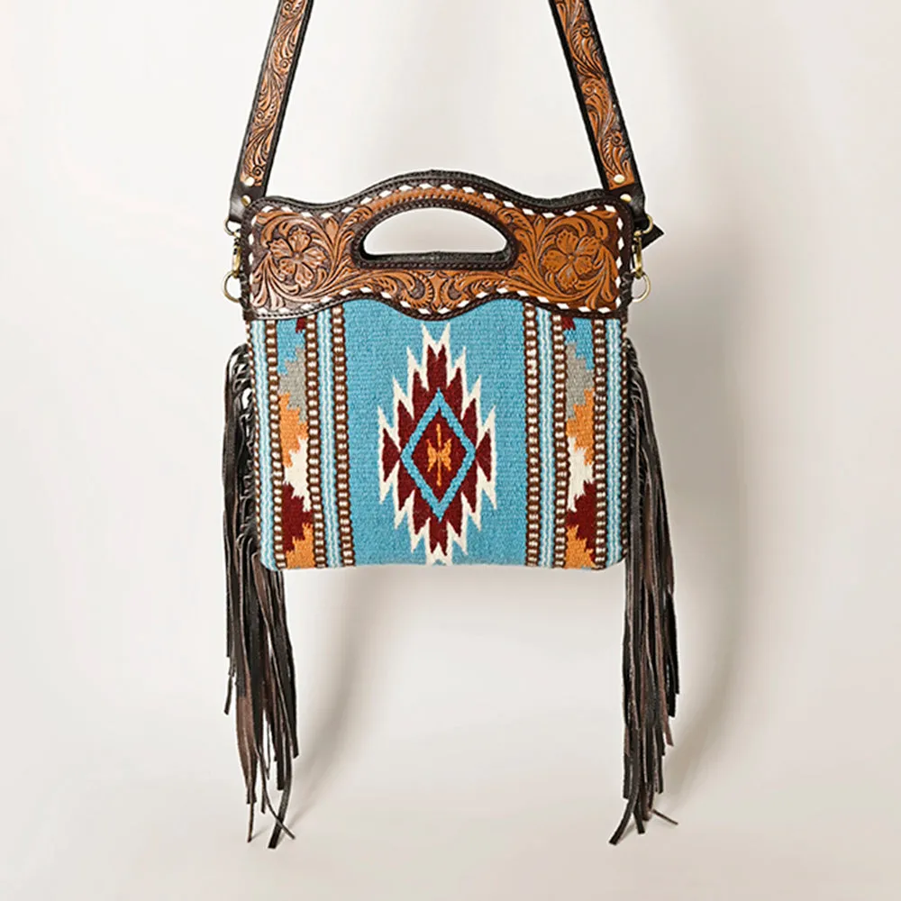 OHLAY HOBO Hand Tooled Upcycled Wool  Genuine Leather women bag western handbag purse