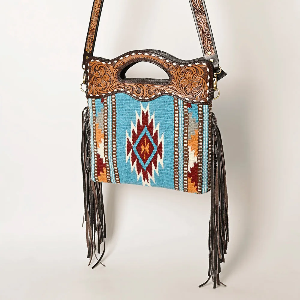 OHLAY HOBO Hand Tooled Upcycled Wool  Genuine Leather women bag western handbag purse