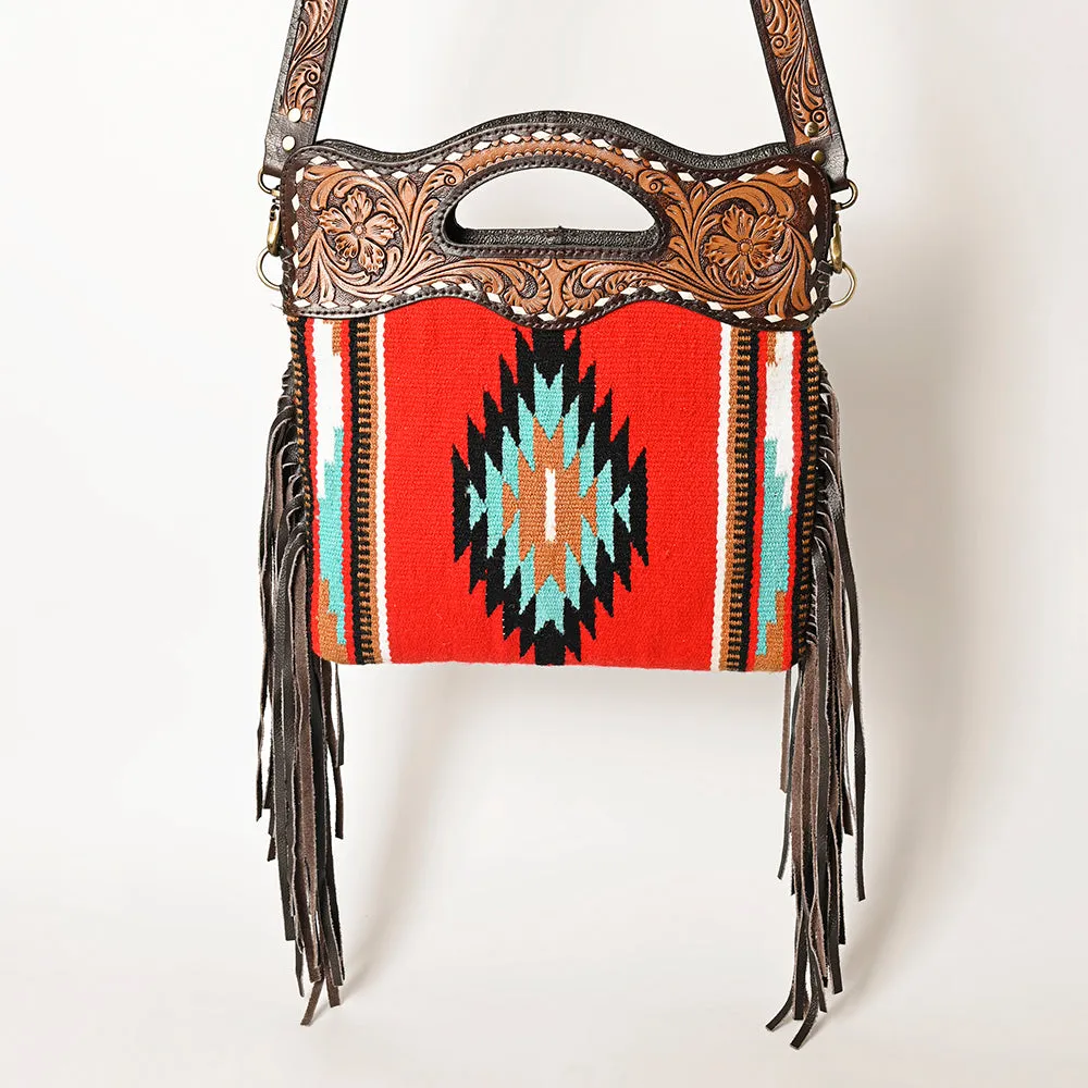 OHLAY HOBO Hand Tooled Upcycled Wool  Genuine Leather women bag western handbag purse