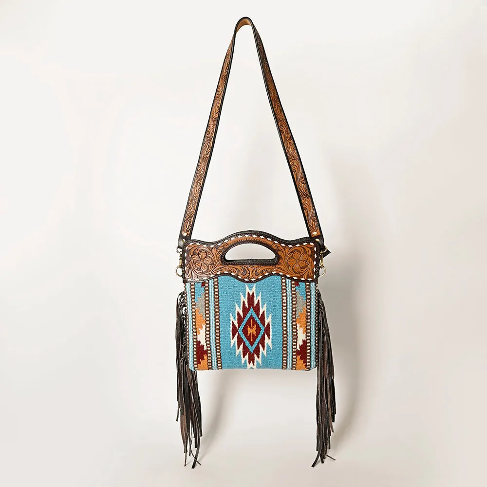 OHLAY HOBO Hand Tooled Upcycled Wool  Genuine Leather women bag western handbag purse
