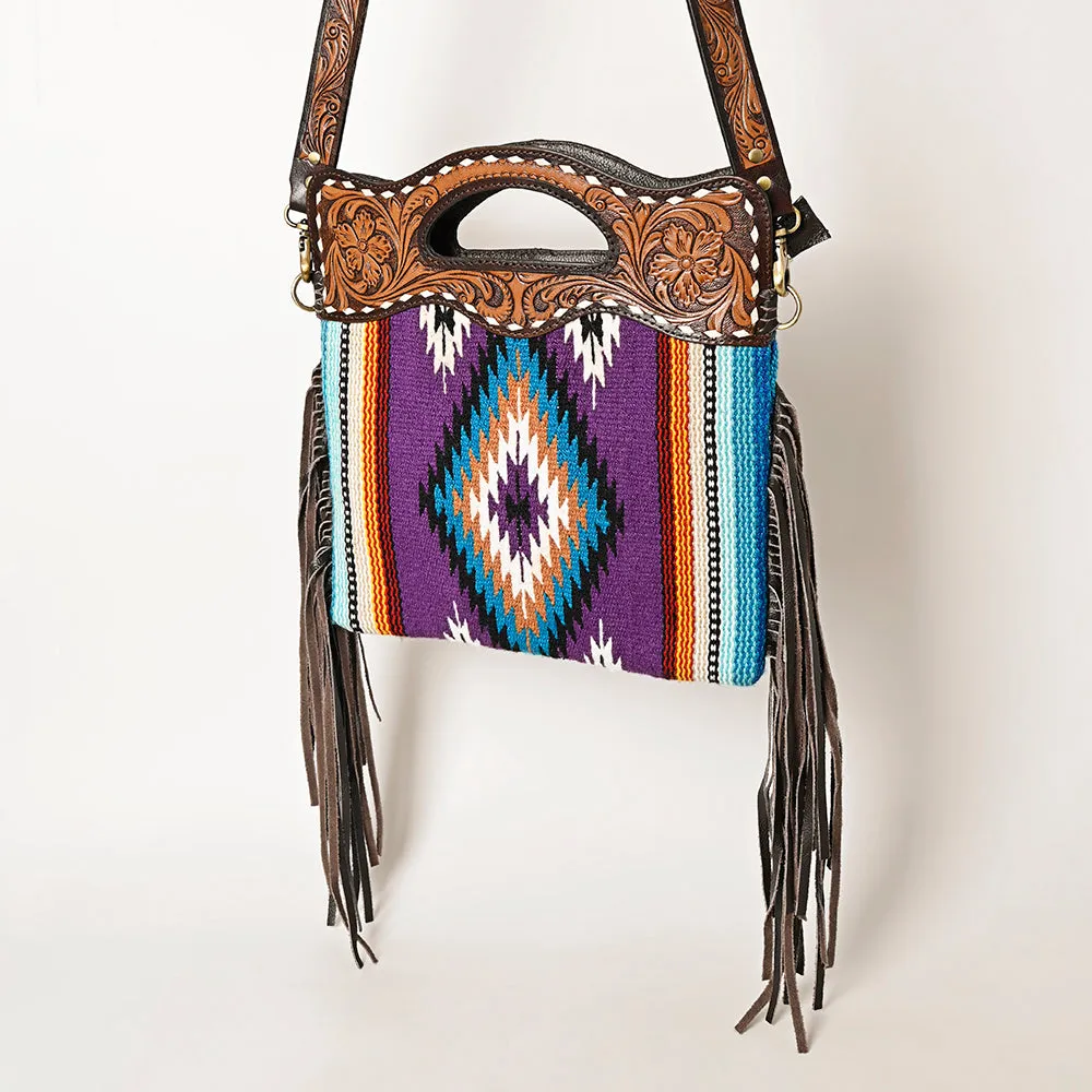 OHLAY HOBO Hand Tooled Upcycled Wool  Genuine Leather women bag western handbag purse