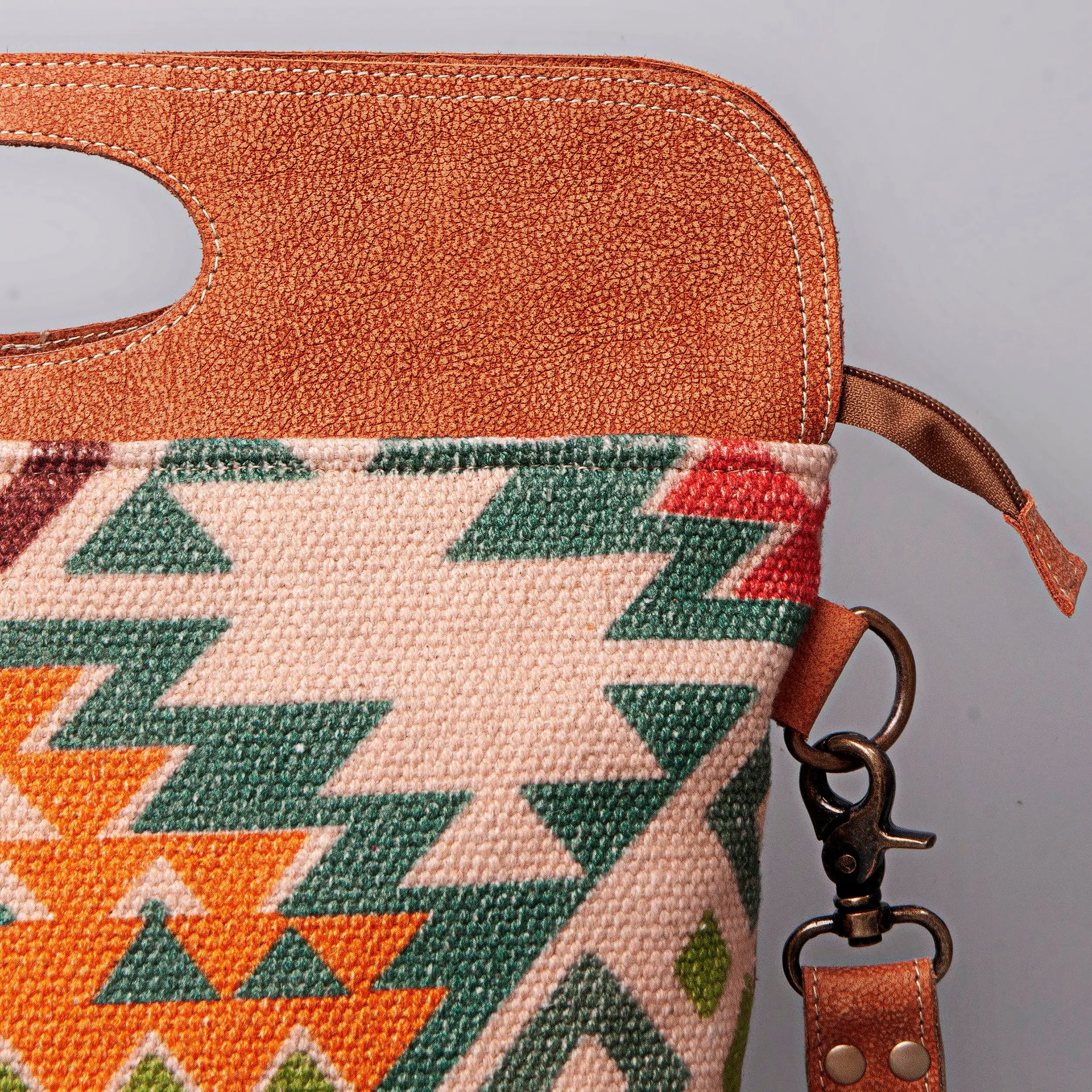 OHLAY KB464 Clutch Upcycled Wool Upcycled Canvas Genuine Leather women bag western handbag purse