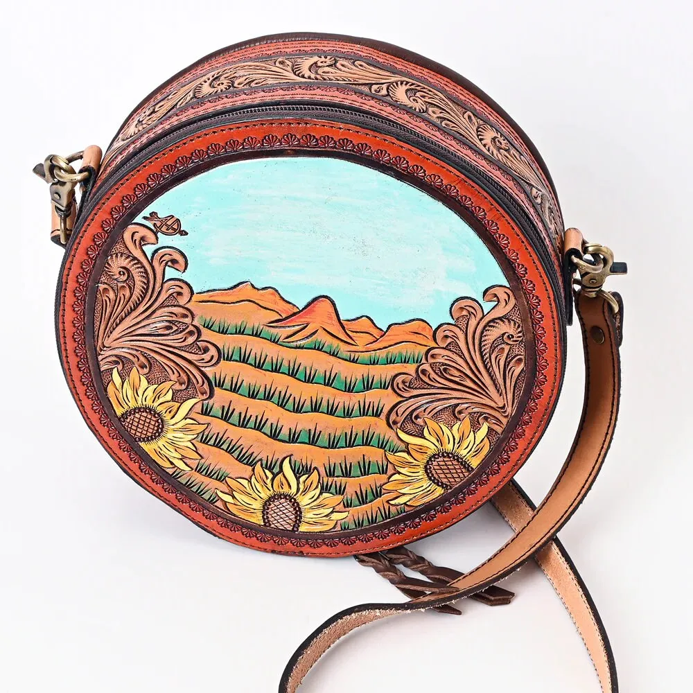 Orchard Prairie Western Leather Canteen Crossbody Purse