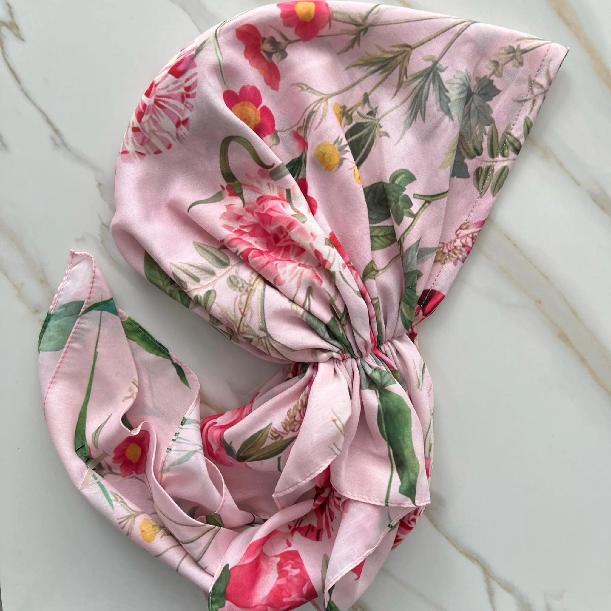 Pink Floral Headscarf by Valeri Many Styles
