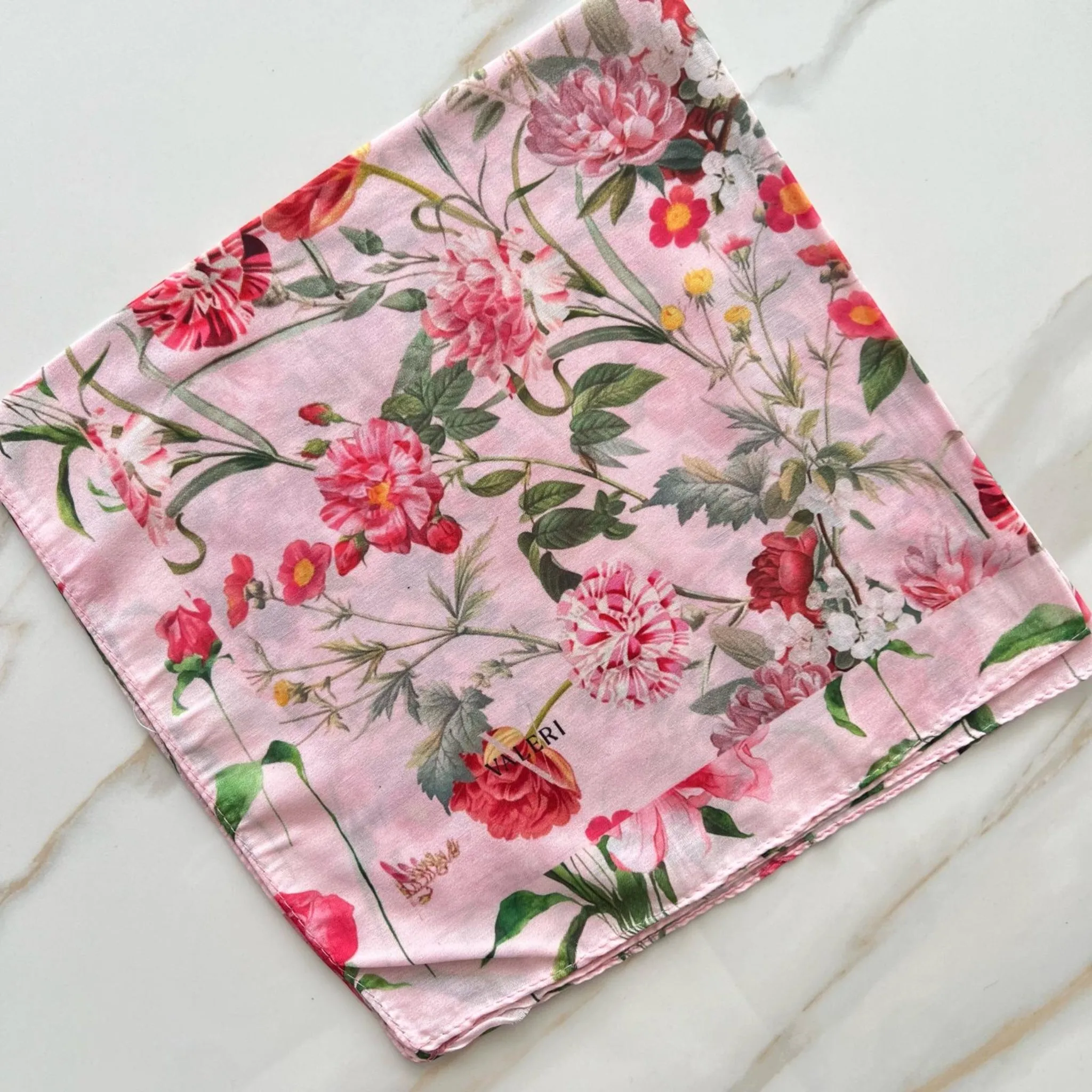 Pink Floral Headscarf by Valeri Many Styles