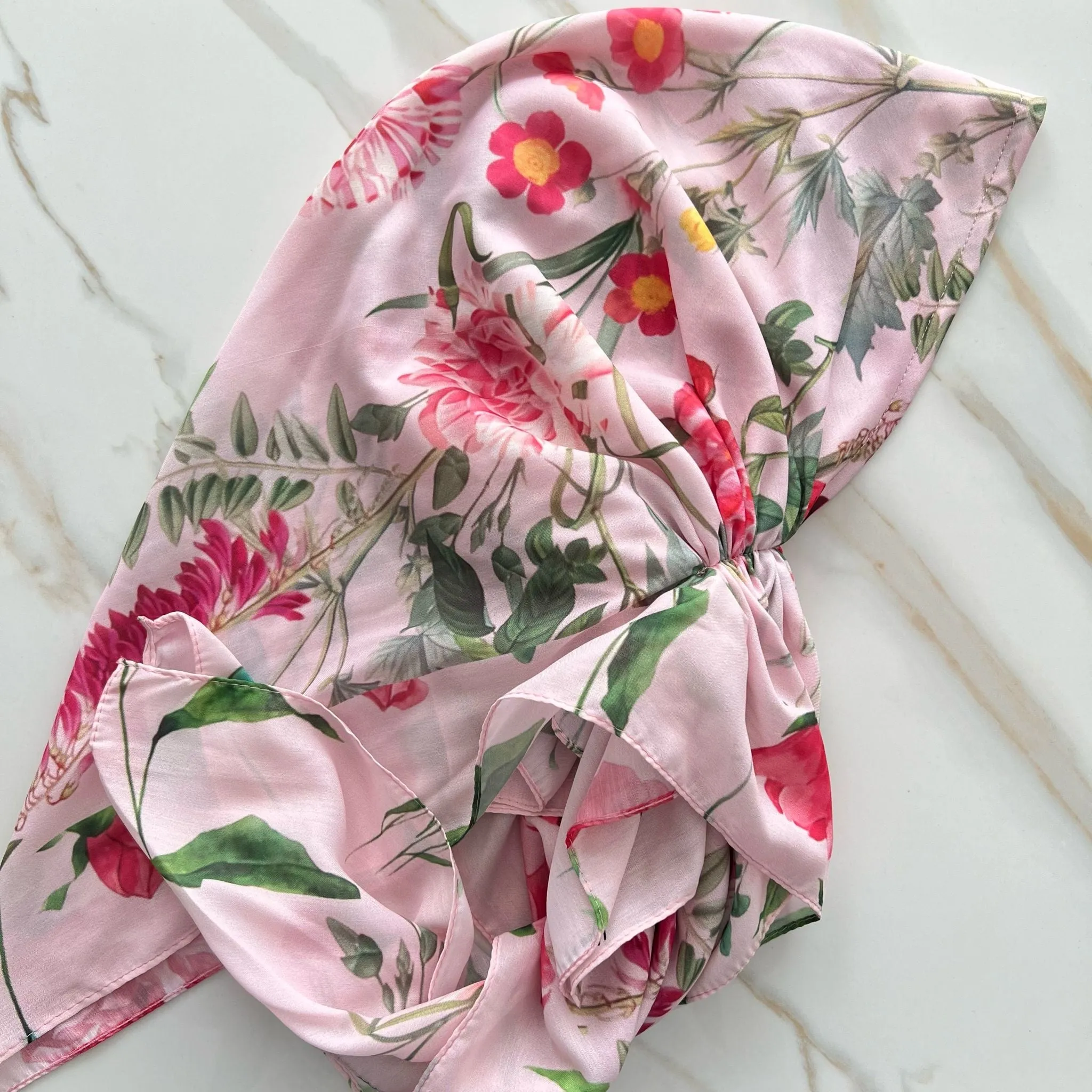 Pink Floral Headscarf by Valeri Many Styles