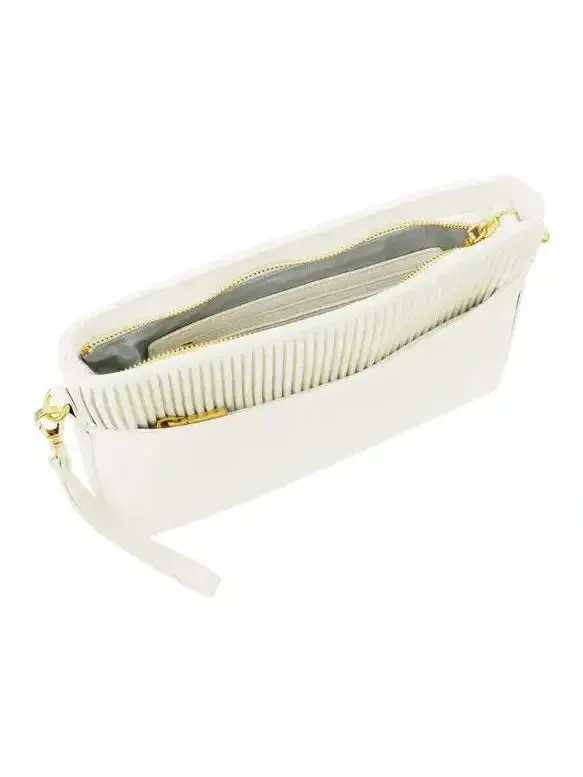 Pleated Cream Pouch Bag