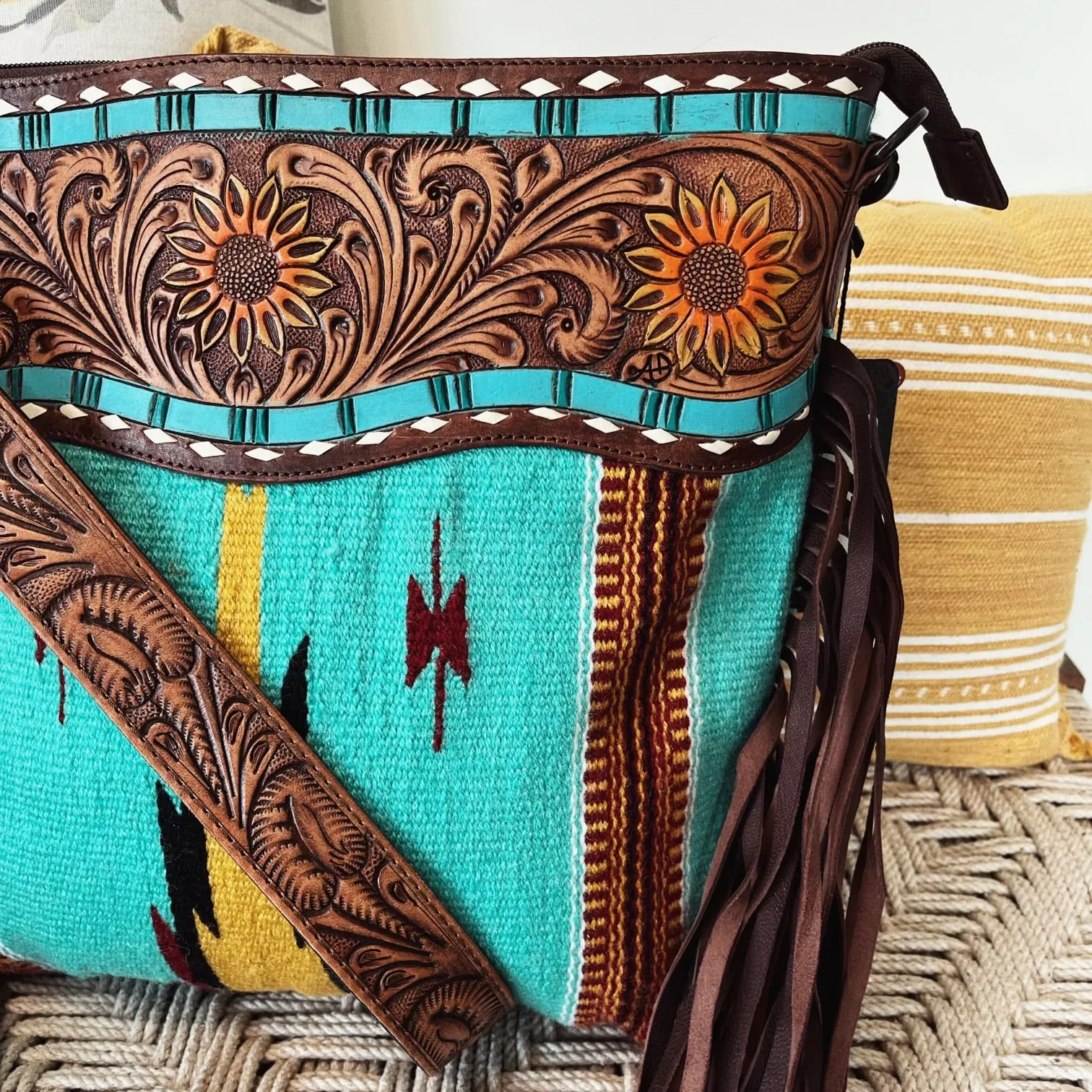 Prairie Village Western Leather Crossbody Purse