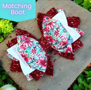 Preppy Poinsettia Red Glitter Bow