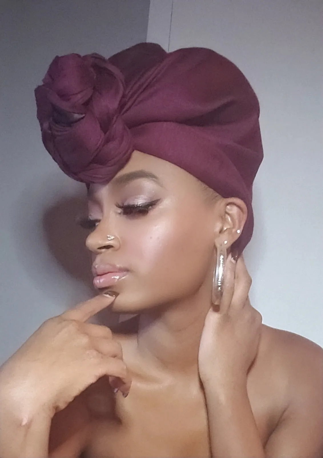 Purple Jersey Knit Stretched Fabric Headwrap