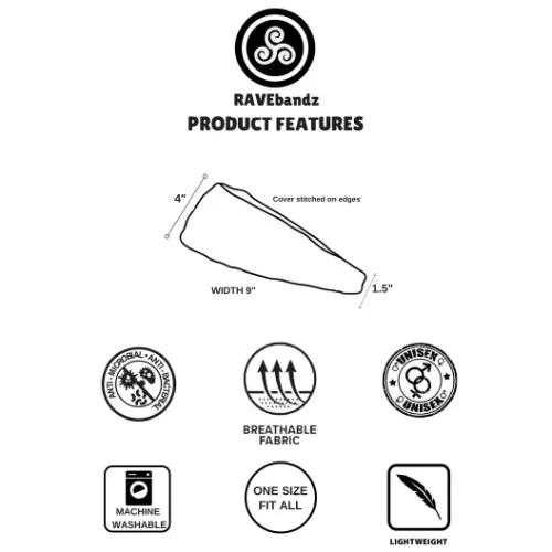 RAVEbandz The Pro - Wide Stretch Headband (Bees)