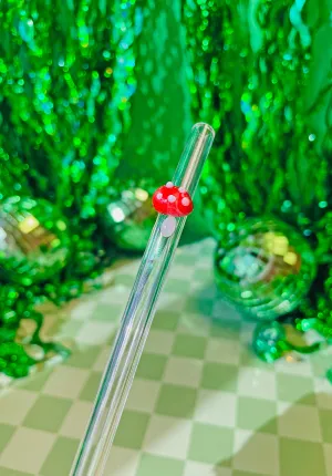 Reusable Glass Charm Straw - Mushroom