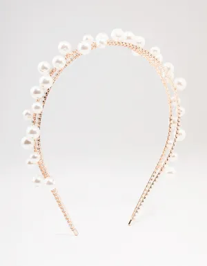 Rose Gold Scattered Pearl Headband