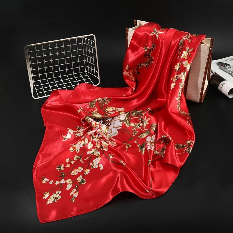 Shanghai Story Spring Artificial Silk Women's Satin Scarf Printed All-matching Scarf 90 Large Kerchief Mother's Day Gift