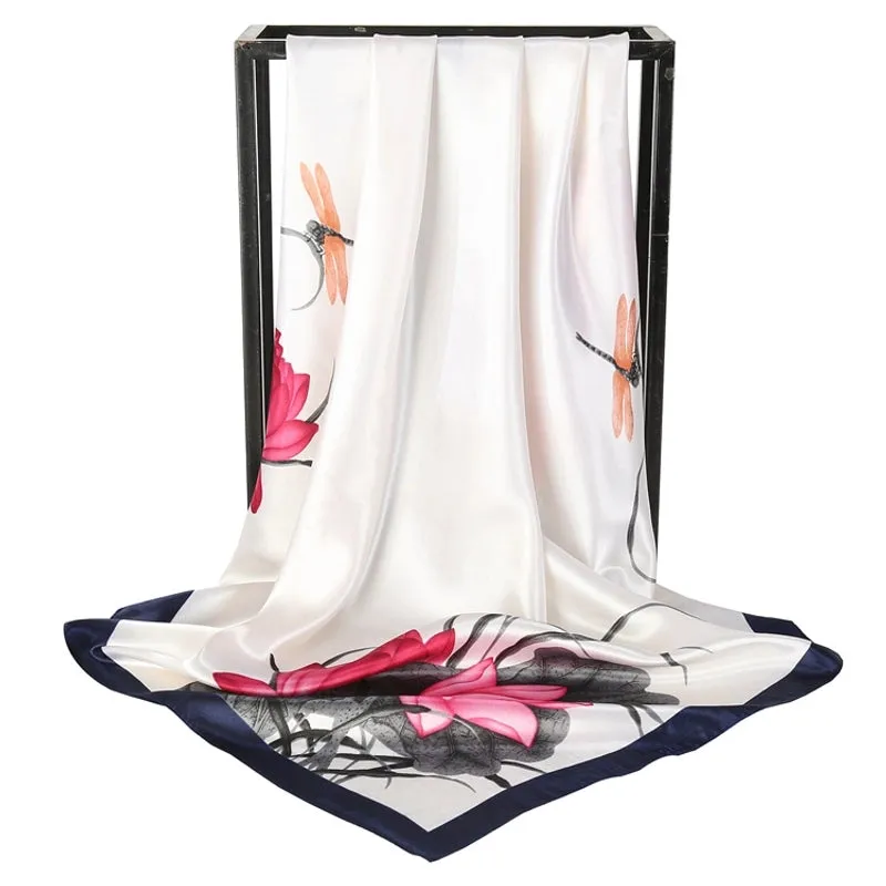 Shanghai Story Spring Artificial Silk Women's Satin Scarf Printed All-matching Scarf 90 Large Kerchief Mother's Day Gift