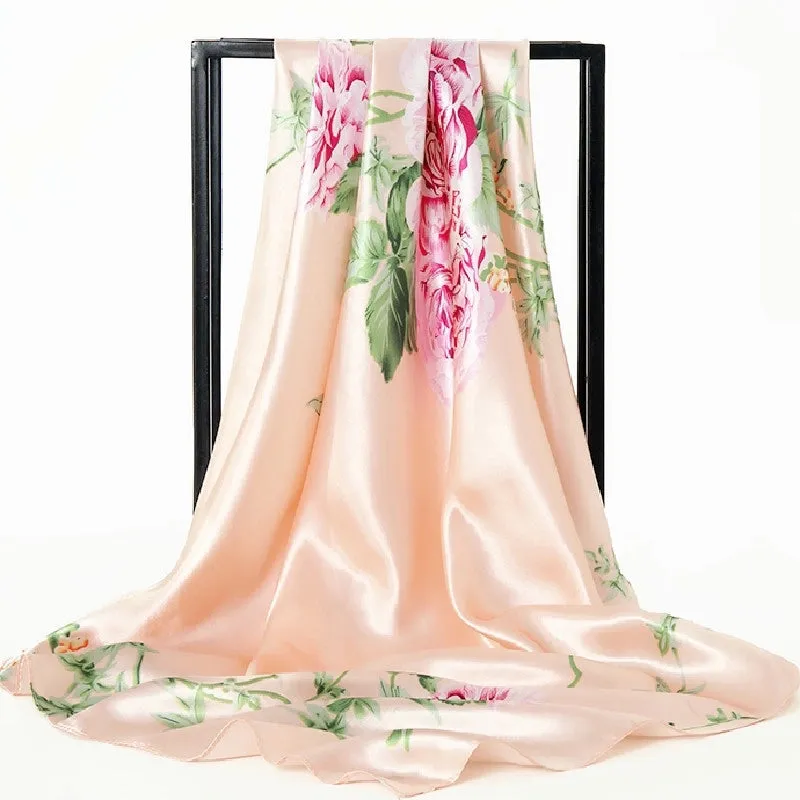 Shanghai Story Spring Artificial Silk Women's Satin Scarf Printed All-matching Scarf 90 Large Kerchief Mother's Day Gift