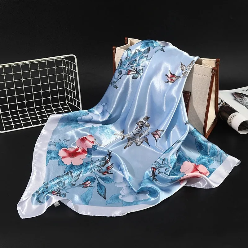 Shanghai Story Spring Artificial Silk Women's Satin Scarf Printed All-matching Scarf 90 Large Kerchief Mother's Day Gift