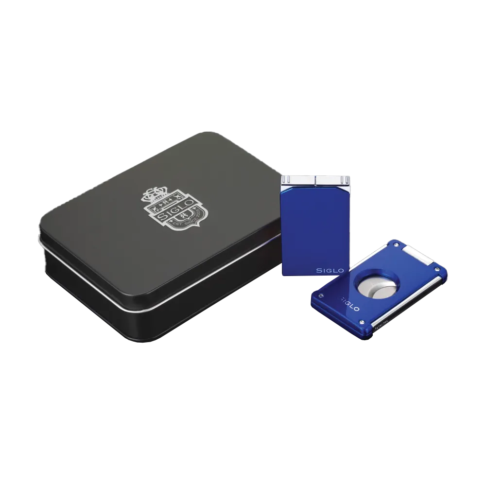 Siglo Lighter & Cutter Set Blue