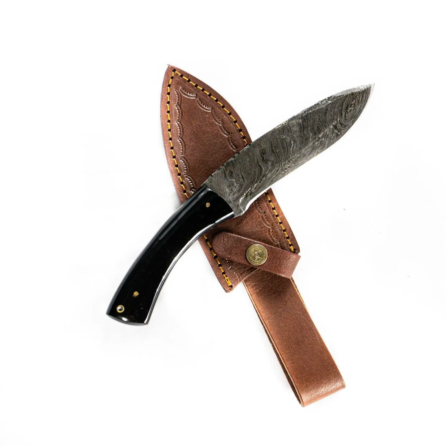 Skinning Knife/ Skinner Knife- High Carbon Damascus Steel - Micarta- 10"