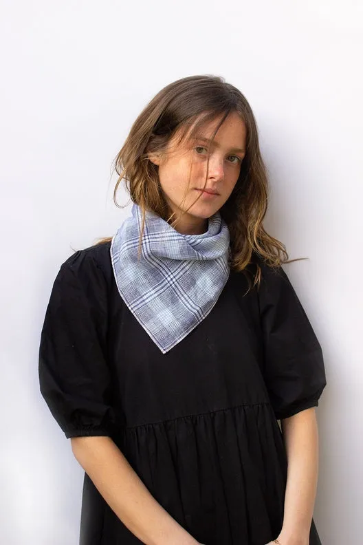 Sky Blue Check Lily Headscarf