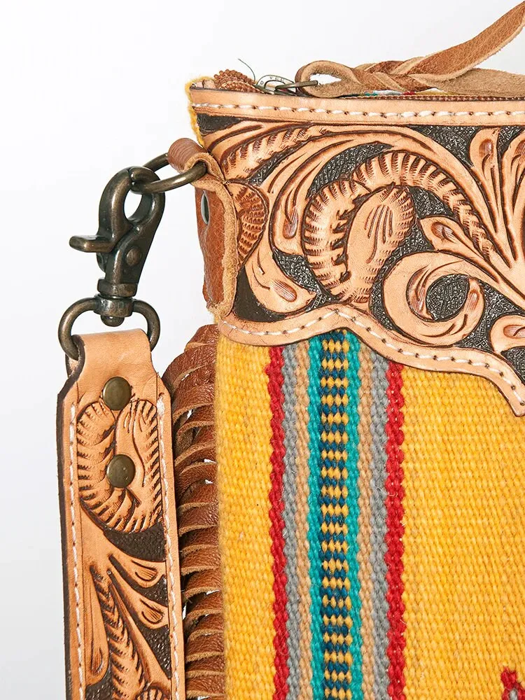 Skyler Yellow Western Leather Crossbody Purse
