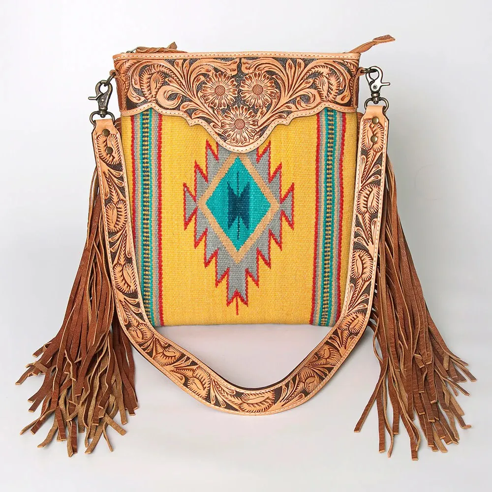 Skyler Yellow Western Leather Crossbody Purse