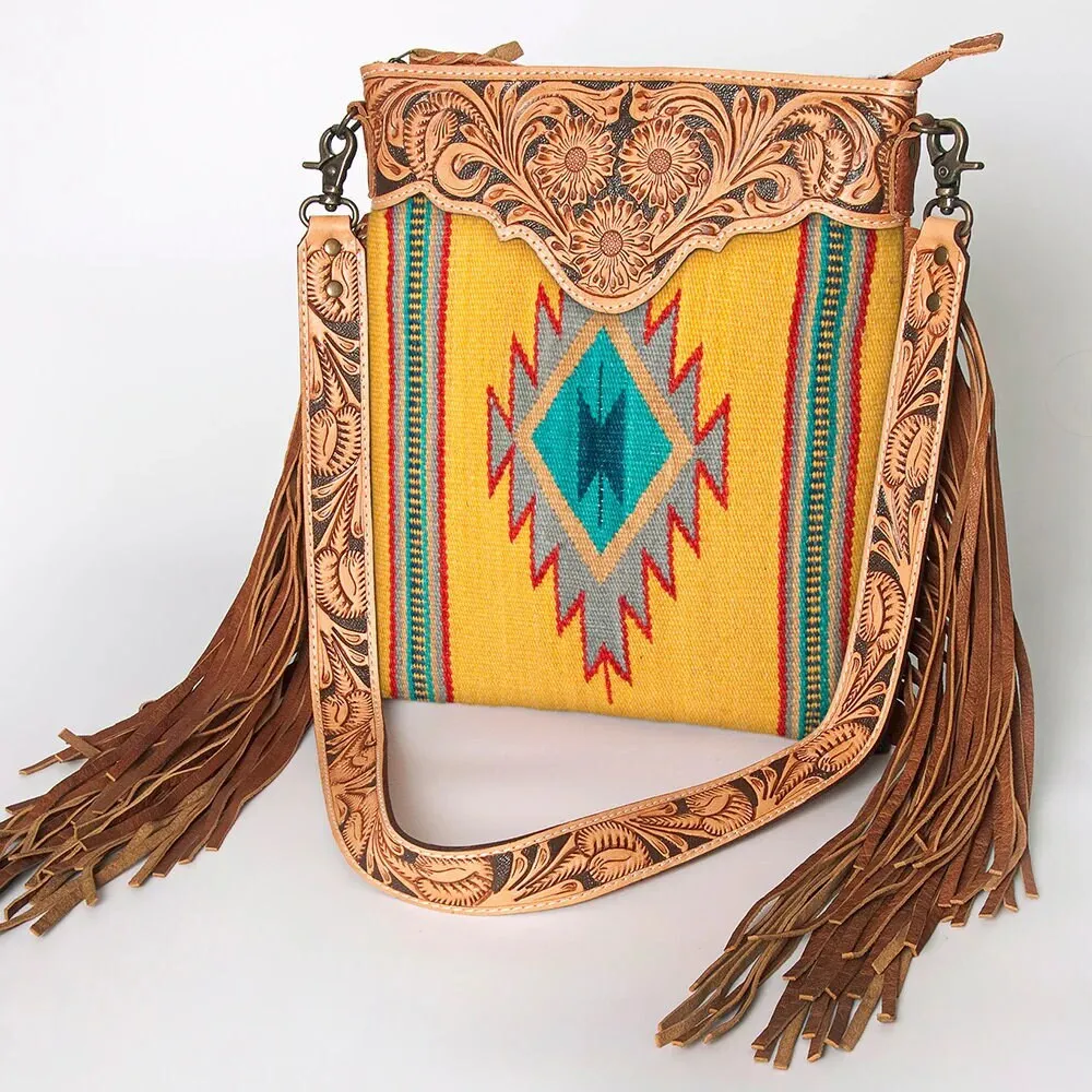 Skyler Yellow Western Leather Crossbody Purse