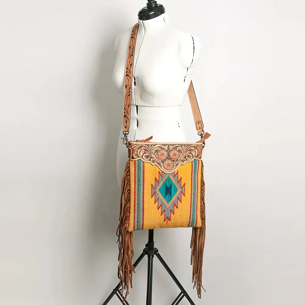 Skyler Yellow Western Leather Crossbody Purse