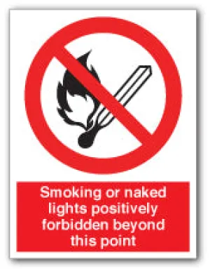 Smoking or naked lights positively forbidden beyond this point