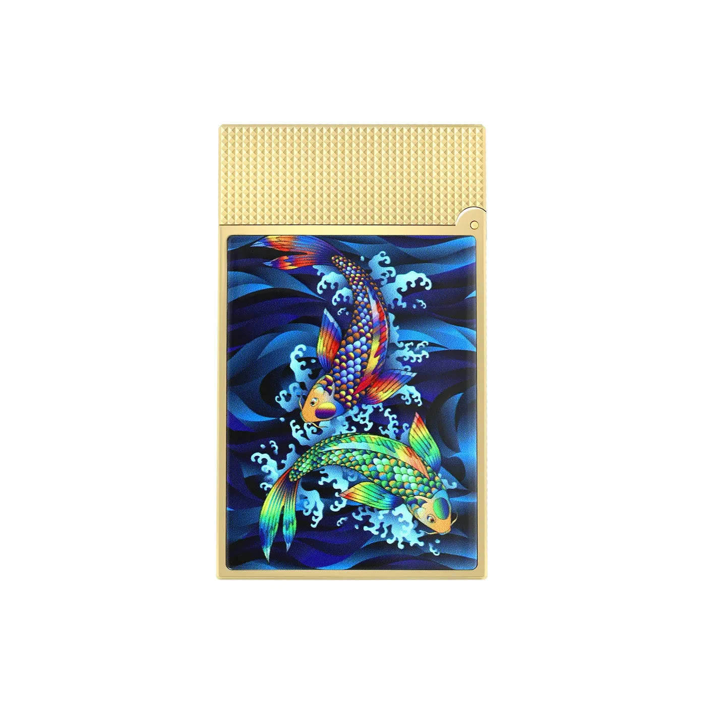 S.T. Dupont Line 2 Koi with Yellow Gold Flint Lighter, Gloss Finish