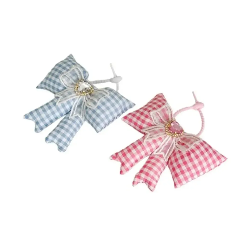 TAVIMART  -  Creative Cloth Bowknot Bag Pendant Rhinestone Lattice Bow Keychain Heart Phone Charms Pendant Phone Chains Bag Ornaments