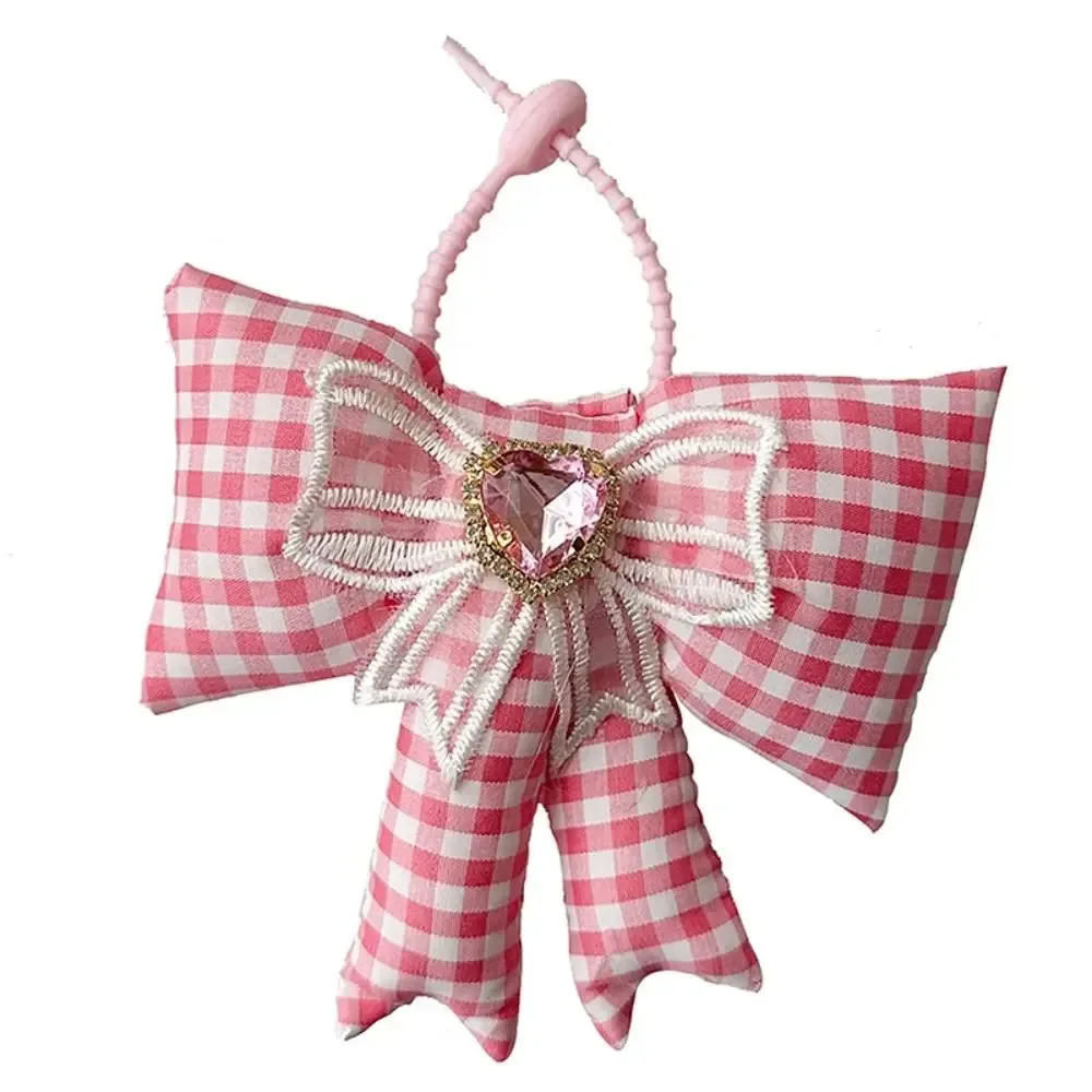 TAVIMART  -  Creative Cloth Bowknot Bag Pendant Rhinestone Lattice Bow Keychain Heart Phone Charms Pendant Phone Chains Bag Ornaments