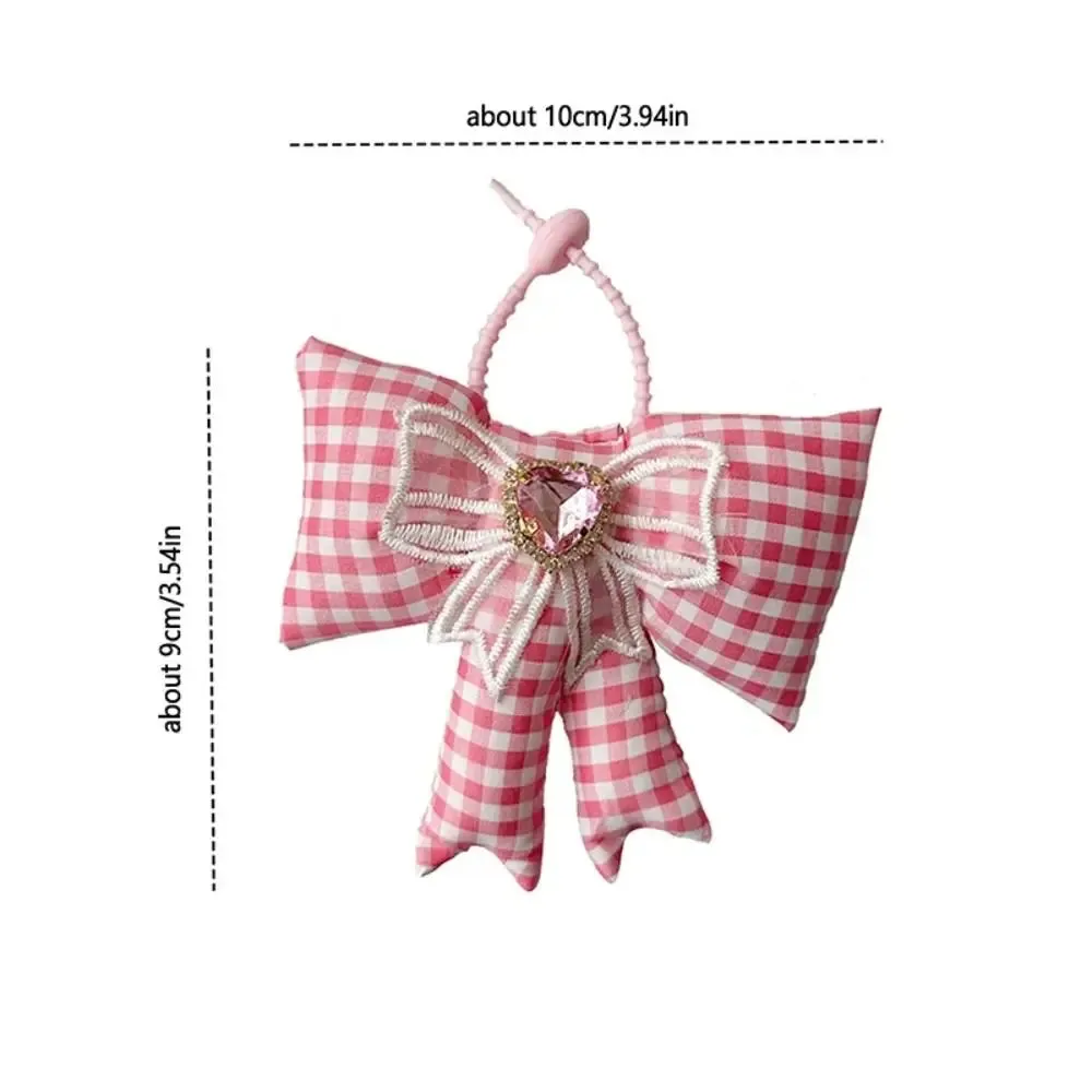 TAVIMART  -  Creative Cloth Bowknot Bag Pendant Rhinestone Lattice Bow Keychain Heart Phone Charms Pendant Phone Chains Bag Ornaments
