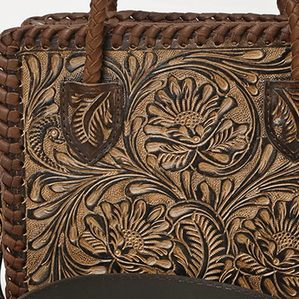 Tenney Hand Tooled Leather Tote Bag