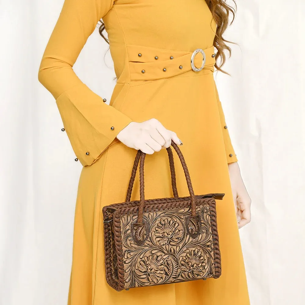 Tenney Hand Tooled Leather Tote Bag