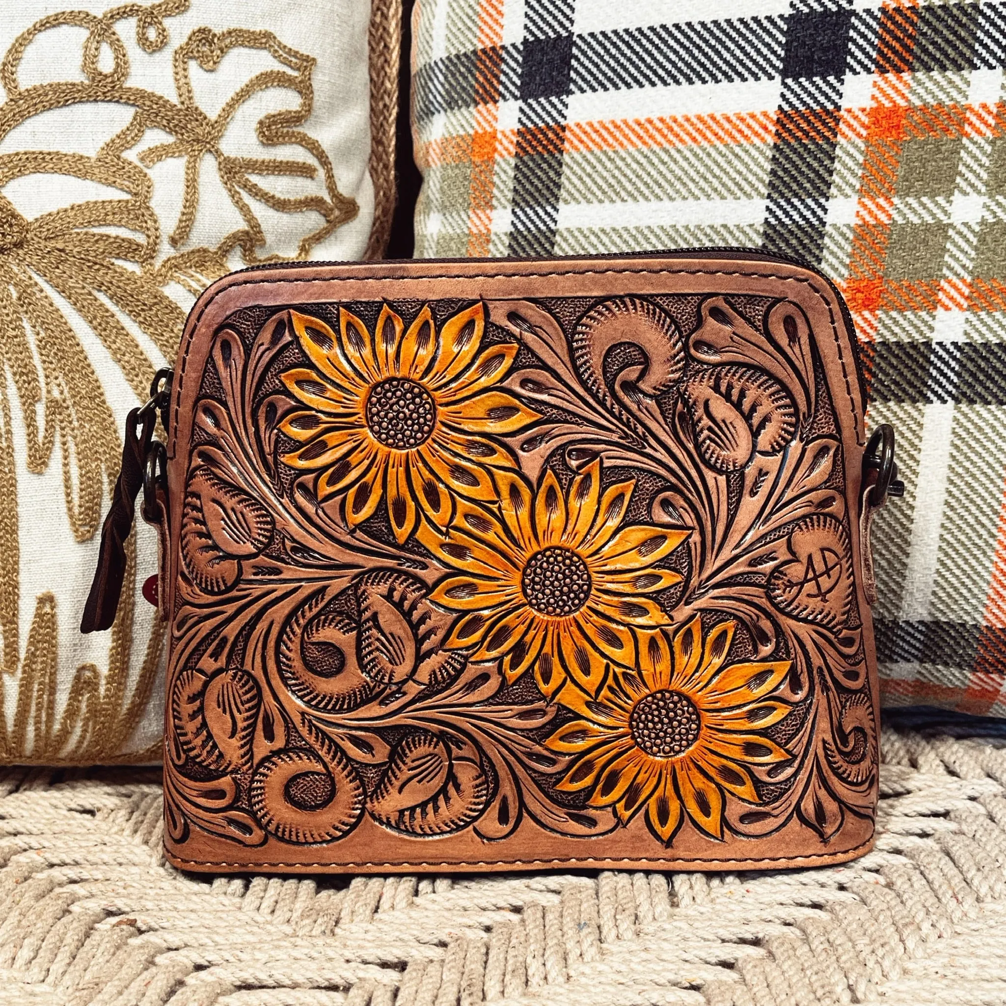 The Angelina Hand Tooled Leather Crossbody Purse