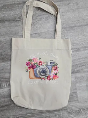 When life gets blurry, adjust your focus. Eco-friendly Handmade Tote bag